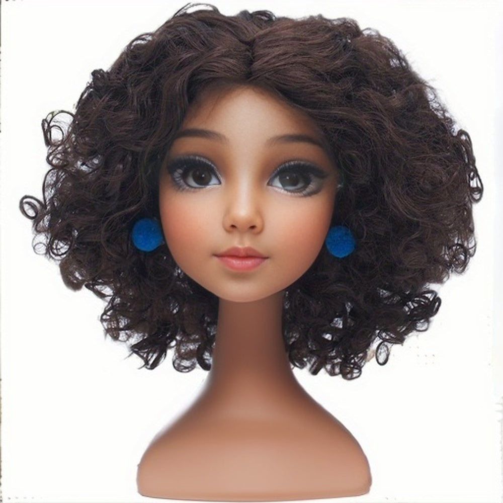 Girl's Cosplay Wig Green Glasses Earrings Halloween Prop