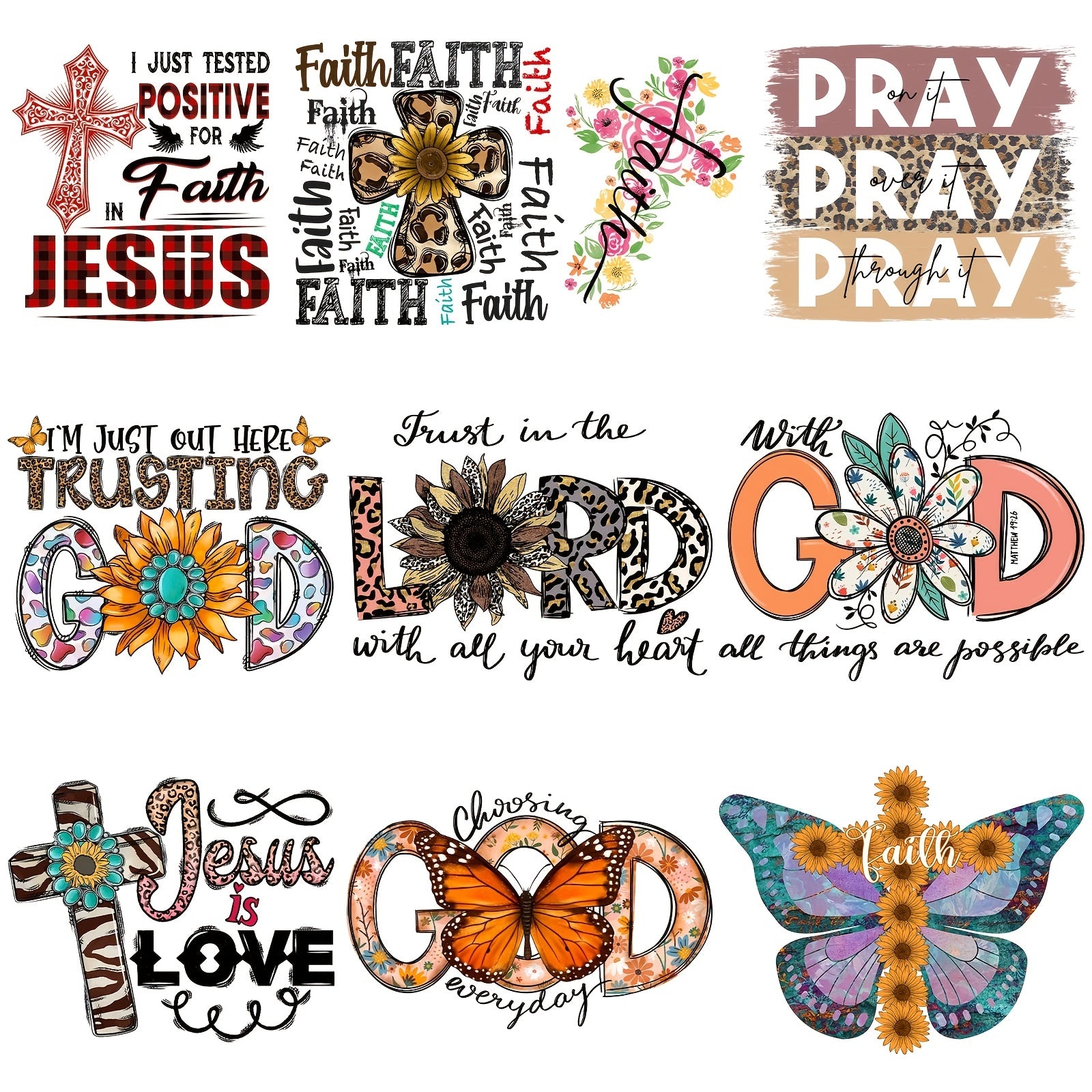10pcs Jesus Heat Transfer Hot Stamping Designs Iron on Transfer