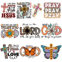10pcs Jesus Heat Transfer Hot Stamping Designs Iron on Transfer