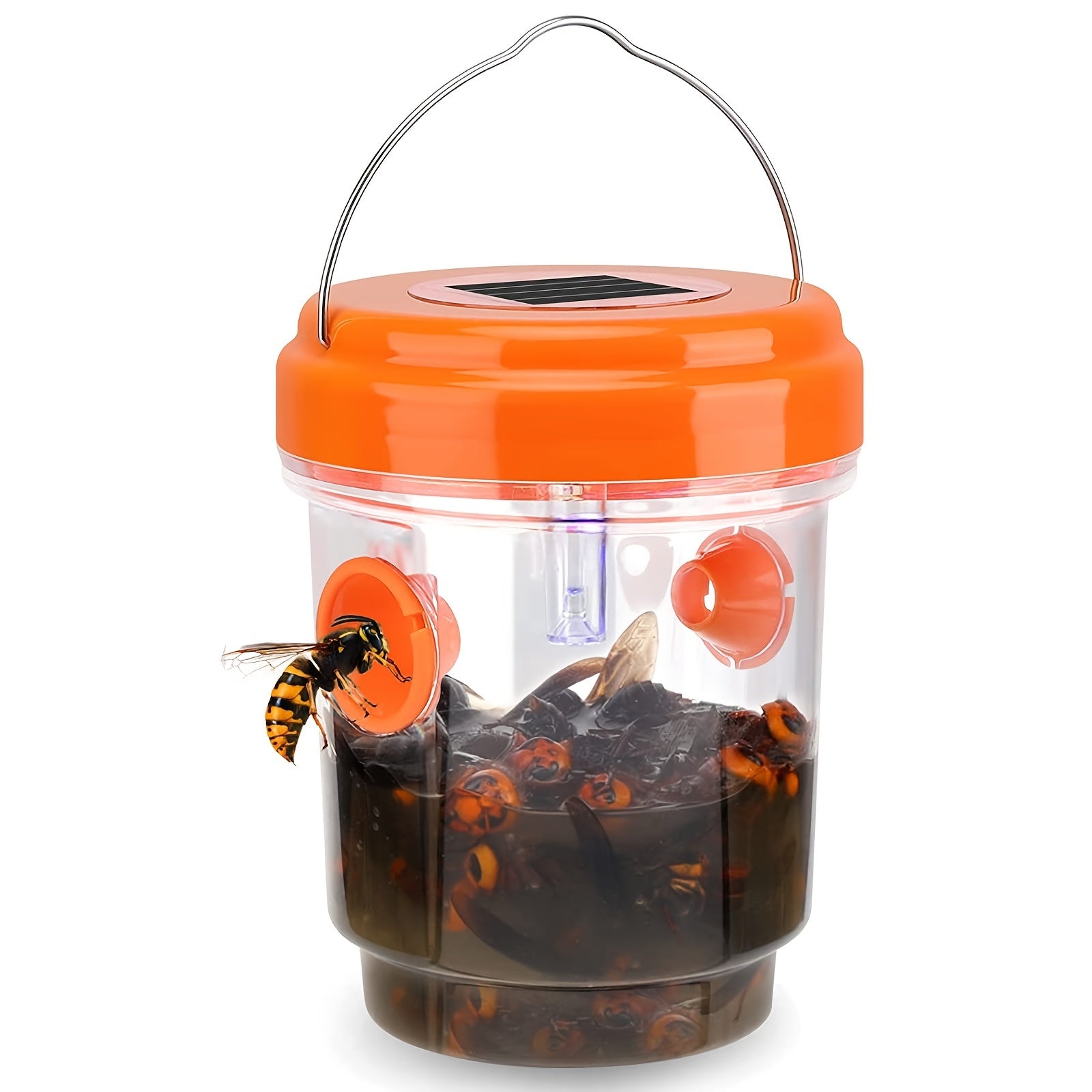 2pcs Solar Powered Bee Trap Waterproof LED Light Catcher