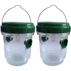 2pcs Solar Powered Bee Trap Waterproof LED Light Catcher