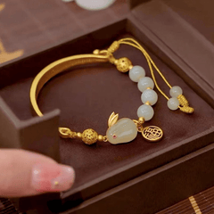 Jade Rabbit Half Bracelet Fresh Blessing Card Red Agate for Girlfriends