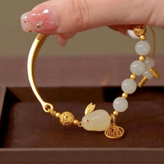 Jade Rabbit Half Bracelet Fresh Blessing Card Red Agate for Girlfriends