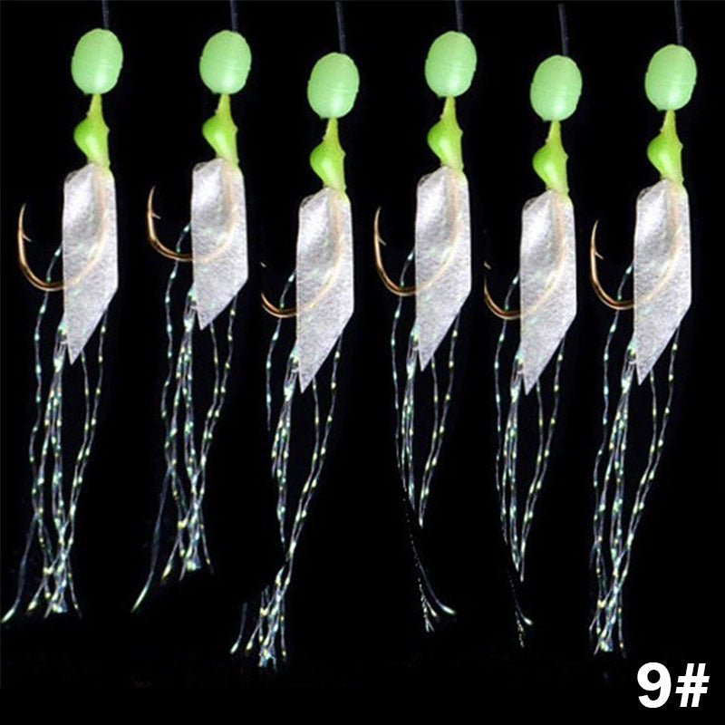 6pcs Luminous Fishhooks for Swivel Rigs and Bait Jigs