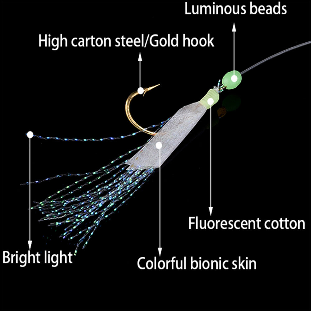 6pcs Luminous Fishhooks for Swivel Rigs and Bait Jigs