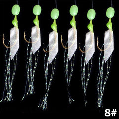 6pcs Luminous Fishhooks for Swivel Rigs and Bait Jigs