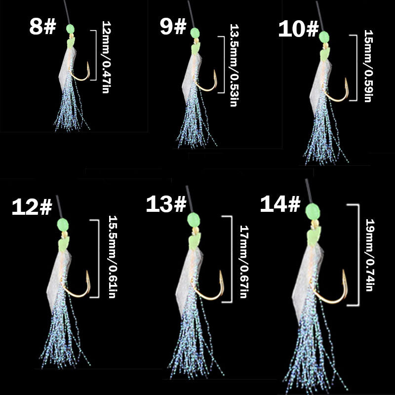 6pcs Luminous Fishhooks for Swivel Rigs and Bait Jigs