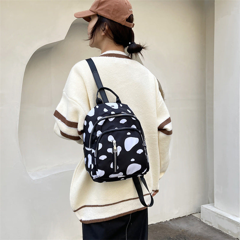 1pc Spotted Backpack With Earphone Hole Double Shoulder Bag