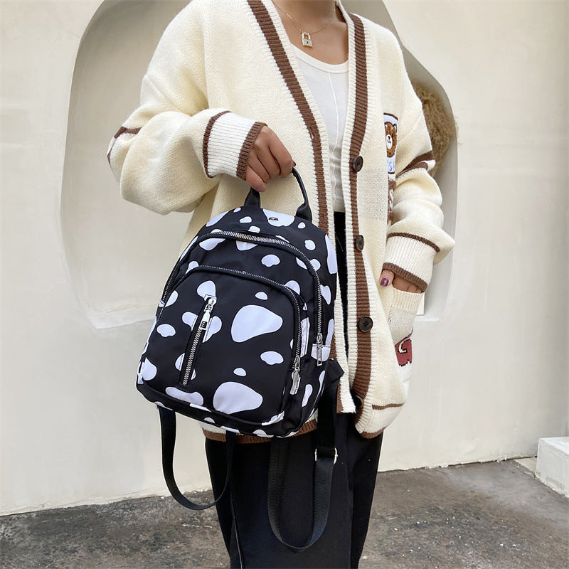 1pc Spotted Backpack With Earphone Hole Double Shoulder Bag