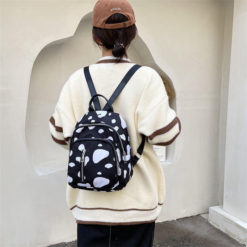 1pc Spotted Backpack With Earphone Hole Double Shoulder Bag