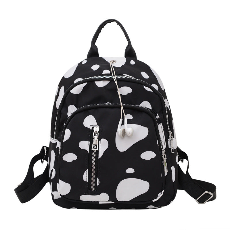 1pc Spotted Backpack With Earphone Hole Double Shoulder Bag