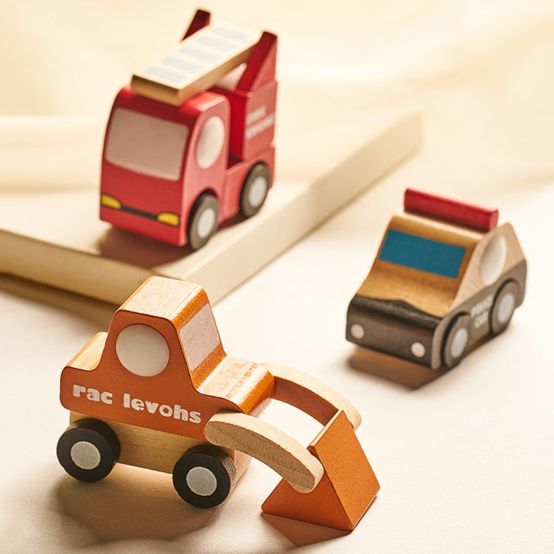 Montessori Mini Wooden Vehicle Toy Set