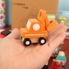 Montessori Mini Wooden Vehicle Toy Set
