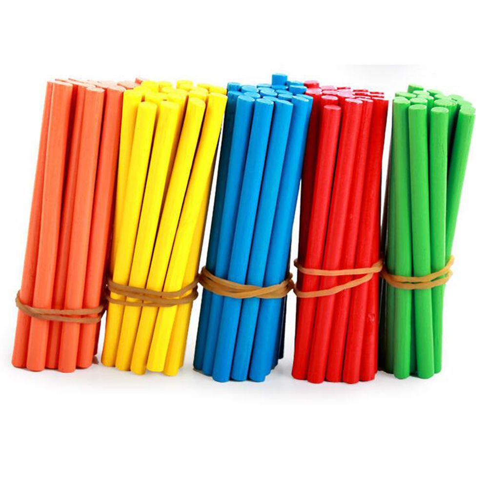 100pcs Colorful Wooden Counting Rods Educational Kids Mathematics Toys