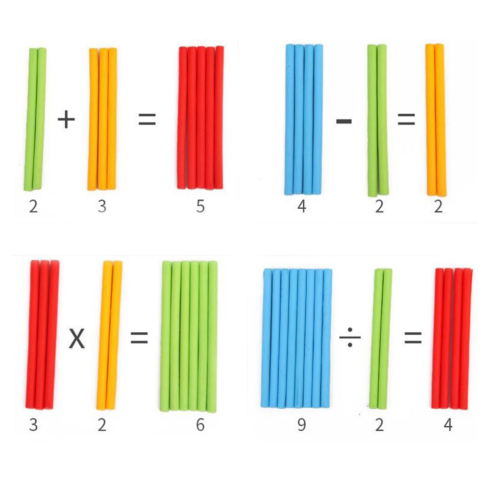 100pcs Colorful Wooden Counting Rods Educational Kids Mathematics Toys