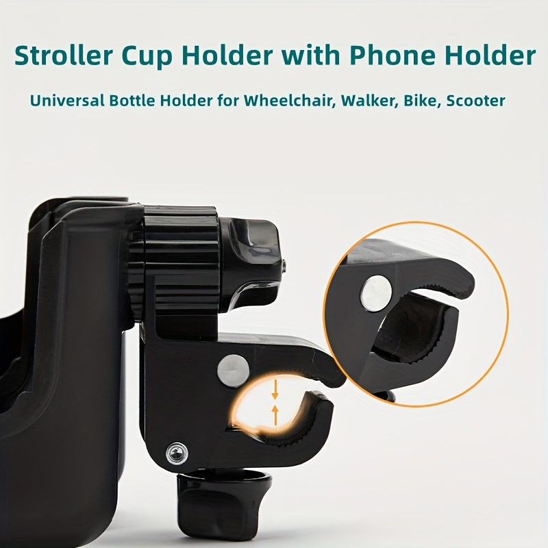 2 in 1 Stroller Cup Holder & Phone Holder, Stay Organized On the Go