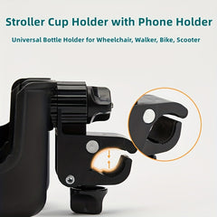 2 in 1 Stroller Cup Holder & Phone Holder, Stay Organized On the Go