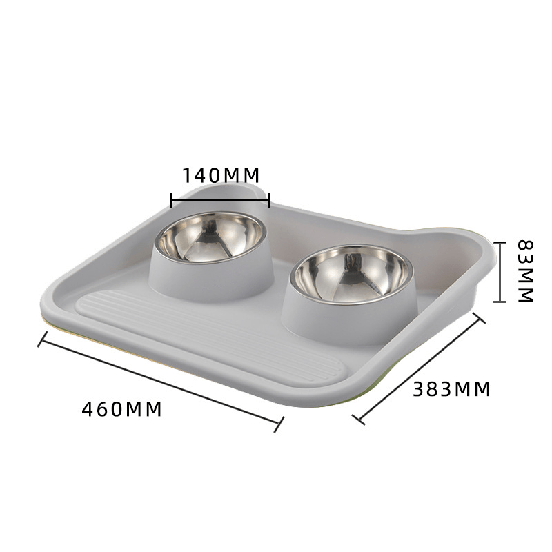 Stainless Steel Double Cat Feeder Bowls With Mat