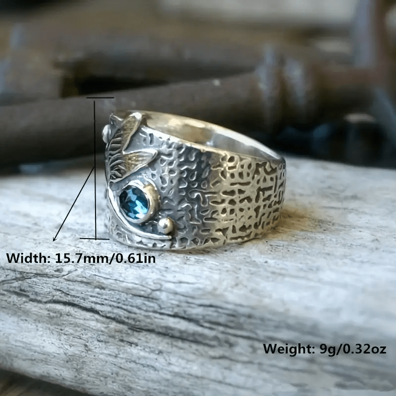 Vintage Dragonfly Pattern Gemstone Ring Silver Plated Tungsten Steel