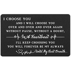 I Choose You Engraved Wallet Card Insert Romantic Gift