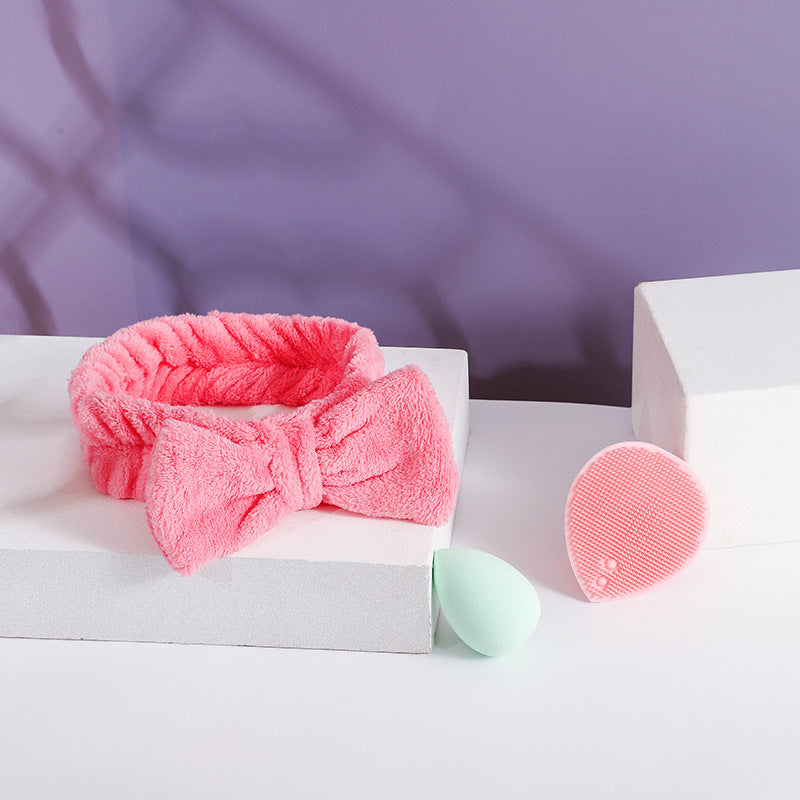 3pcs Facial Cleansing Set + Blush + Beauty Blender + Headband