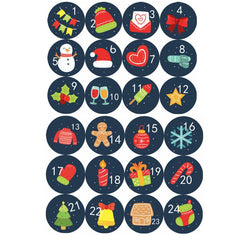 120pcs Advent Calendar Number Paper Stickers Christmas Gift Stickers