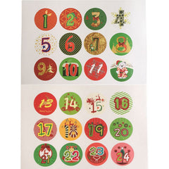 120pcs Advent Calendar Number Paper Stickers Christmas Gift Stickers