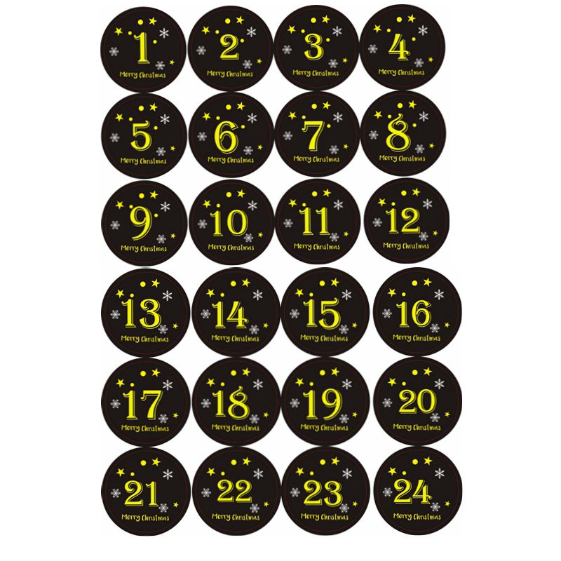 120pcs Advent Calendar Number Paper Stickers Christmas Gift Stickers