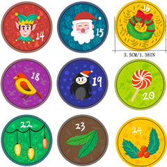 120pcs Advent Calendar Number Paper Stickers Christmas Gift Stickers