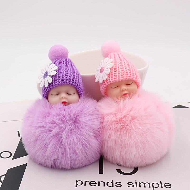 Cute Wool Hat Doll Plush Key Chain Car Pendant