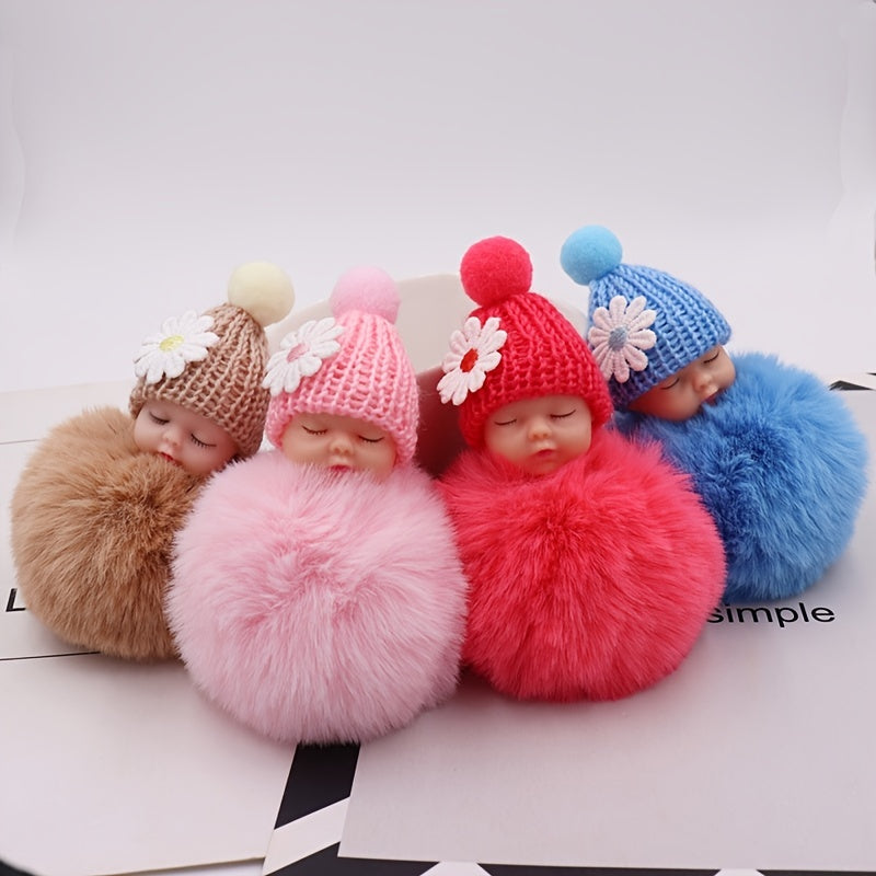 Cute Wool Hat Doll Plush Key Chain Car Pendant