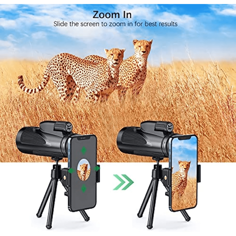 12x50 Monocular Telescope HD Bak4 Prism Waterproof Scope with Smartphone Adapter