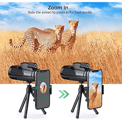 12x50 Monocular Telescope HD Bak4 Prism Waterproof Scope with Smartphone Adapter