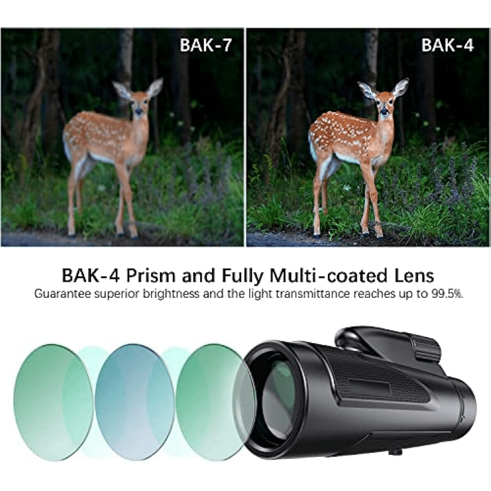 12x50 Monocular Telescope HD Bak4 Prism Waterproof Scope with Smartphone Adapter