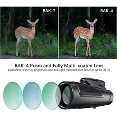 12x50 Monocular Telescope HD Bak4 Prism Waterproof Scope with Smartphone Adapter