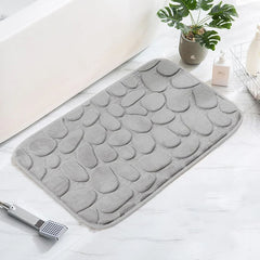 Cobblestone Pattern Bath Rug Soft Non Slip Quick Dry Bath Mat