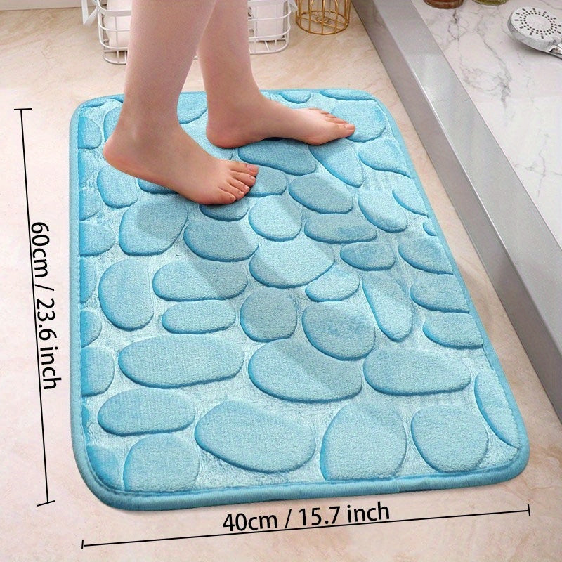 Cobblestone Pattern Bath Rug Soft Non Slip Quick Dry Bath Mat