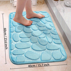 Cobblestone Pattern Bath Rug Soft Non Slip Quick Dry Bath Mat