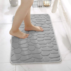 Cobblestone Pattern Bath Rug Soft Non Slip Quick Dry Bath Mat