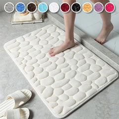 Cobblestone Pattern Bath Rug Soft Non Slip Quick Dry Bath Mat