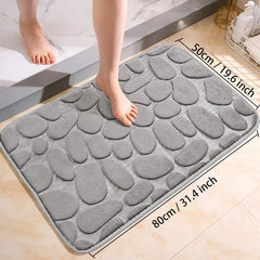 Cobblestone Pattern Bath Rug Soft Non Slip Quick Dry Bath Mat