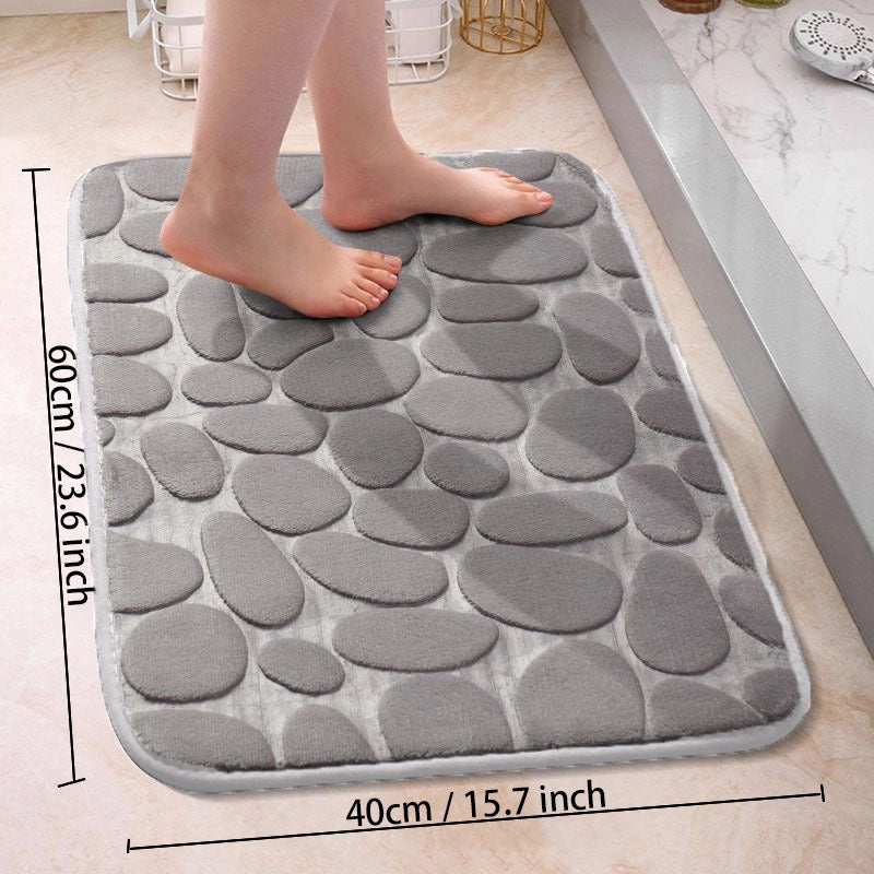 Cobblestone Pattern Bath Rug Soft Non Slip Quick Dry Bath Mat