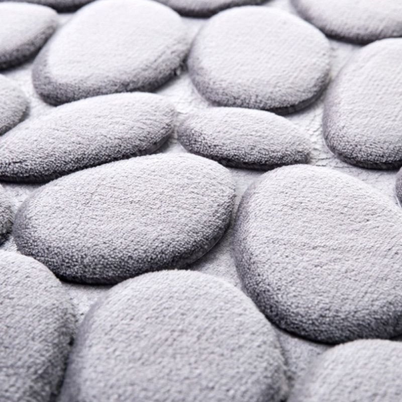 Cobblestone Pattern Bath Rug Soft Non Slip Quick Dry Bath Mat