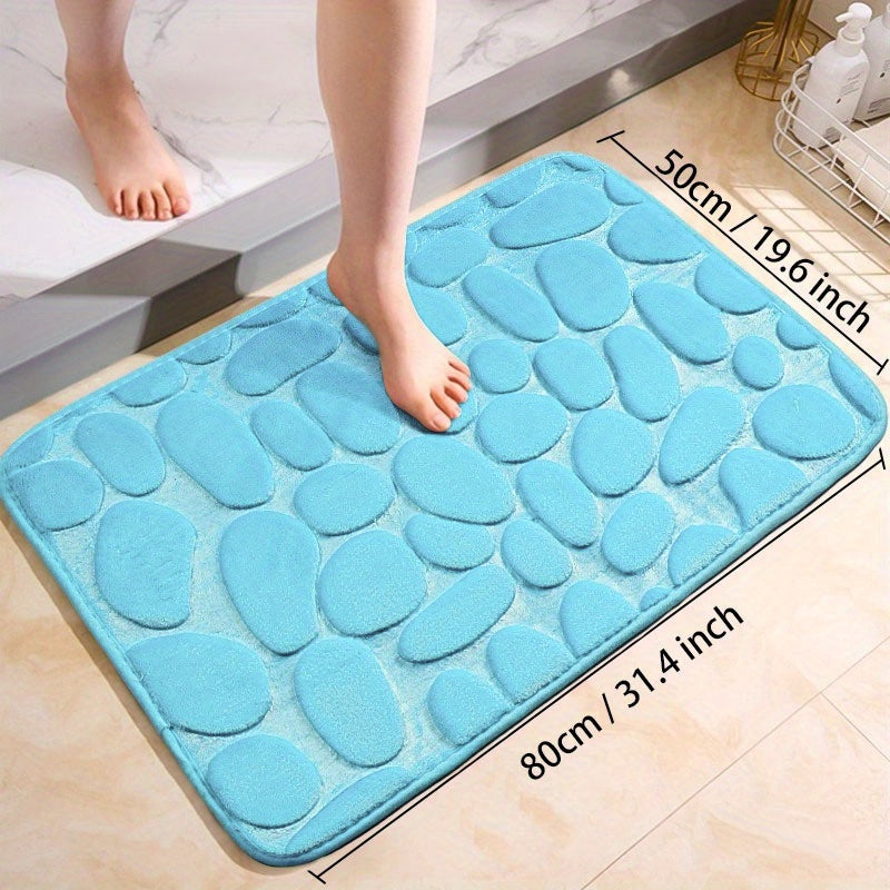 Cobblestone Pattern Bath Rug Soft Non Slip Quick Dry Bath Mat