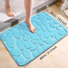 Cobblestone Pattern Bath Rug Soft Non Slip Quick Dry Bath Mat