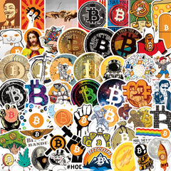 50 Bitcoin Stickers for Water Bottle Laptop Skateboard Luggage Guitar