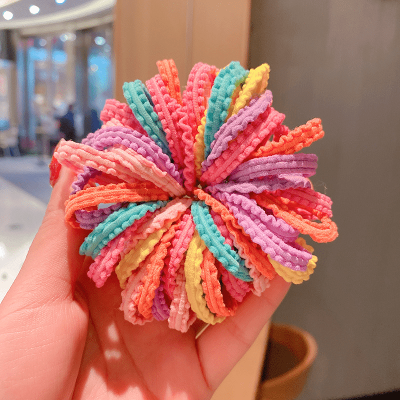 50pcs Ruffled Hair Tie Seamless Ponytail Holder Hair Accessories