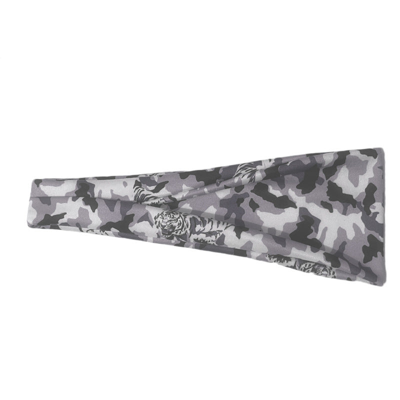 Tiger Head Print Sports Headband Breathable Hair Band