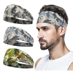 Tiger Head Print Sports Headband Breathable Hair Band