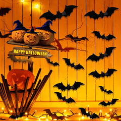 PVC Bats Halloween Party Decoration 3D Wall Sticker Glass Supplies